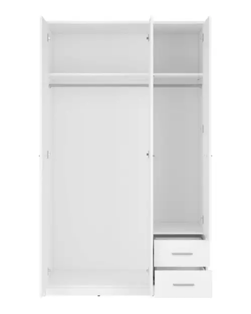 Armario de tres puertas Nepo Plus 118 cm con cajones blanco