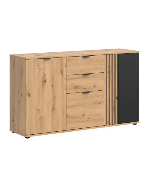 Cómoda Vabres 150 cm con 3 puertas y 2 cajones roble artisan listones