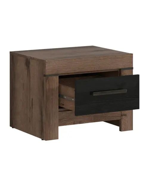 Mesita de noche Balin 57 cm con cajón roble monastery/roble negro