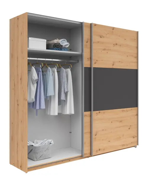 Armario de puertas correderas Saturn 218 cm roble artisan/grafito