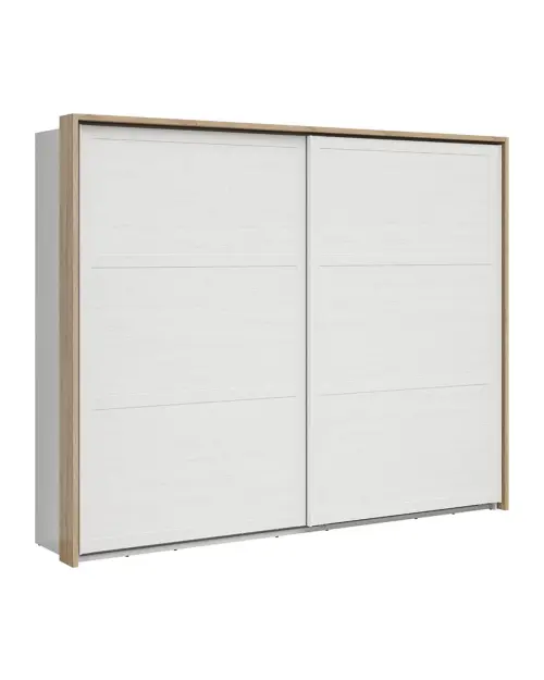Armario de puertas correderas Loksa 270 cm pino andersen blanco/roble grandson