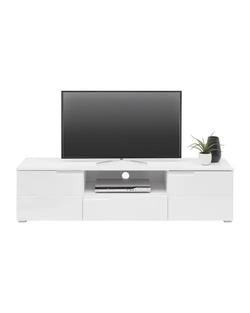 Mueble RTV Spice 165 cm con 2 puertas y un cajón blanco brillo