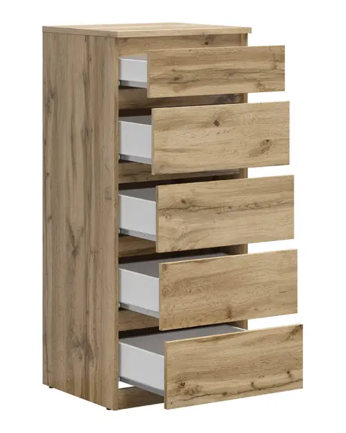 Cómoda Tetrix 50 cm con 5 cajones roble wotan