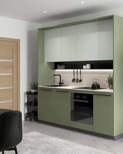 Conjunto de cocina Milino Small 210 cm verde con encimera