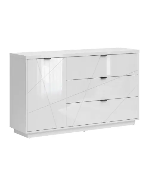 Cómoda Forn 156 cm con puertas y 3 cajones blanco brillo