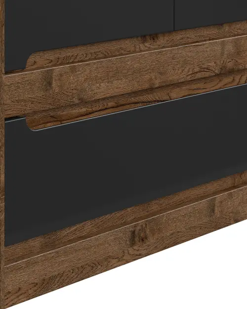 Шкаф двухдверный Ruso 104 см с ящиком дуб април/черный матовый