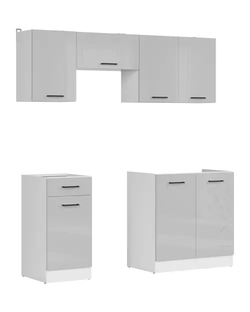 Zestaw kuchenny Junona Line 180 cm jasnoszary połysk bez blatu