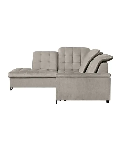 Narożnik lewostronny Aragon rozkładany z zagłówkami i regulowanym siedziskiem beżowy