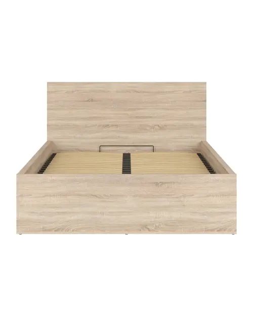 Cama Tetrix 140x200 con somier y contenedor roble sonoma