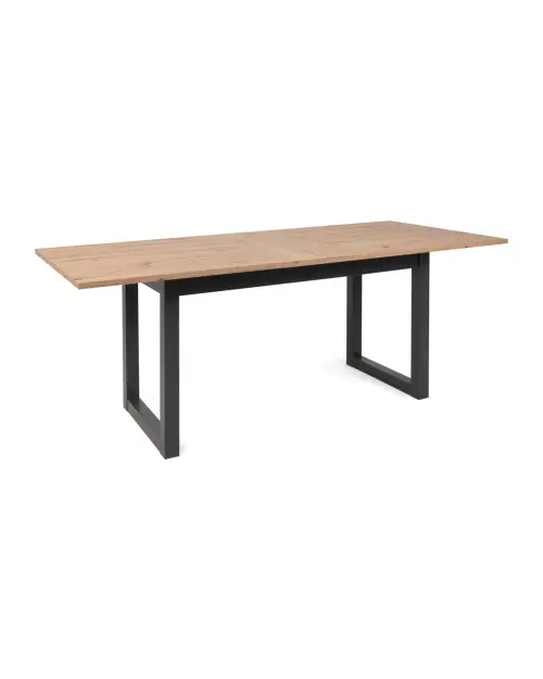 Mesa extensible rectangular Denver 160-200/90/75 roble artisan/negro