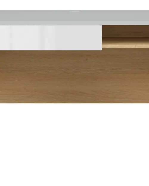 Escritorio Nandu 100 cm con cajón y estante gris/roble polaco