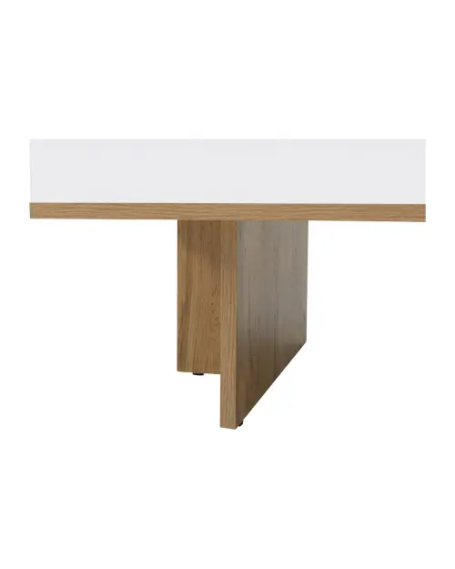 Mesa de centro Zele 120x60 con estante roble wotan/blanco brillo