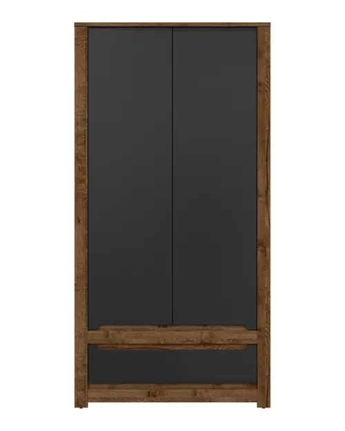 Шкаф двухдверный Ruso 104 см с ящиком дуб април/черный матовый