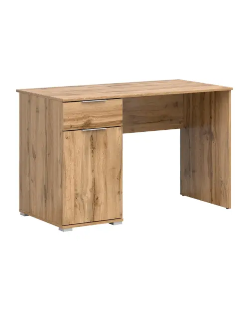 Escritorio Zele 120 cm con puertas y cajón roble wotan