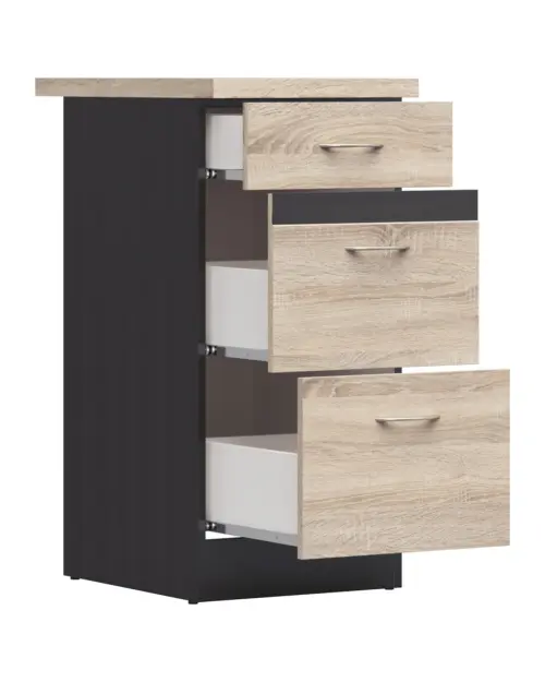 Szafka kuchenna dolna Junona Line 40 cm z szufladami dąb sonoma z blatem