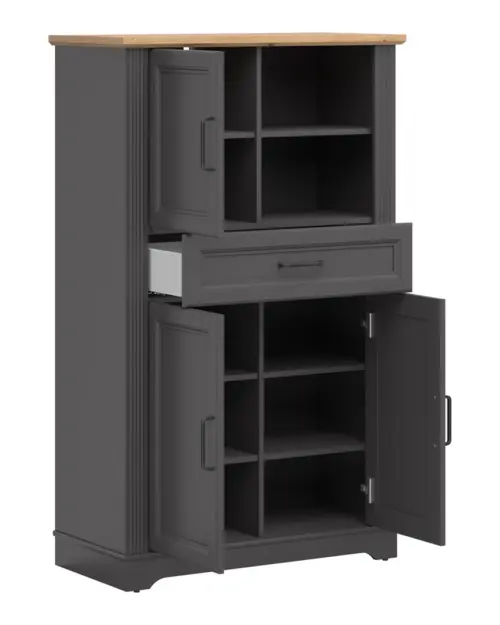Estantería Tolmin 90 cm con 3 puertas y cajón grafito/roble artisan