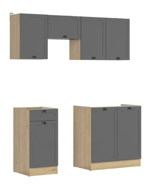 Conjunto de cocina Junona Line 170 cm grafito sin encimera
