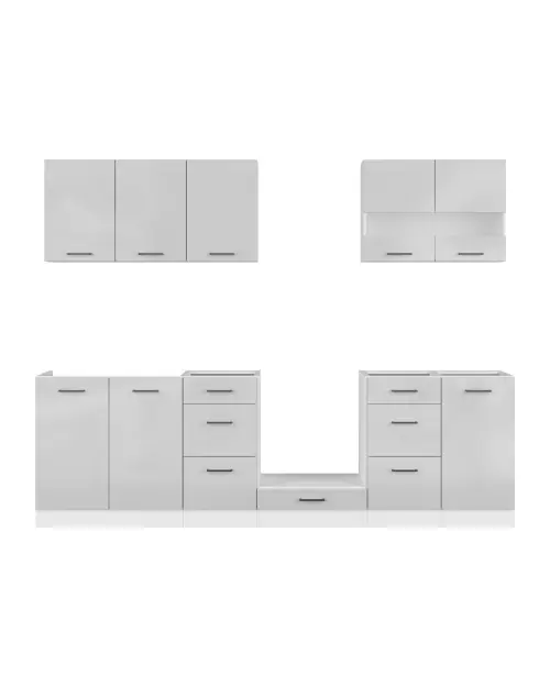 Zestaw kuchenny Junona Line 260 cm jasnoszary połysk