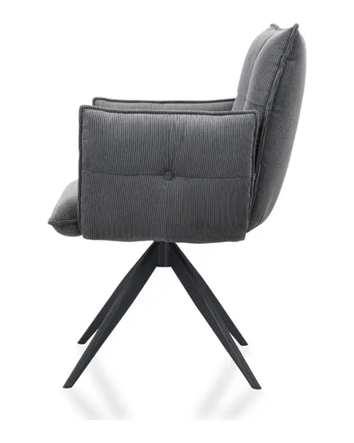 Silla tapizada Coco giratoria de pana antracita