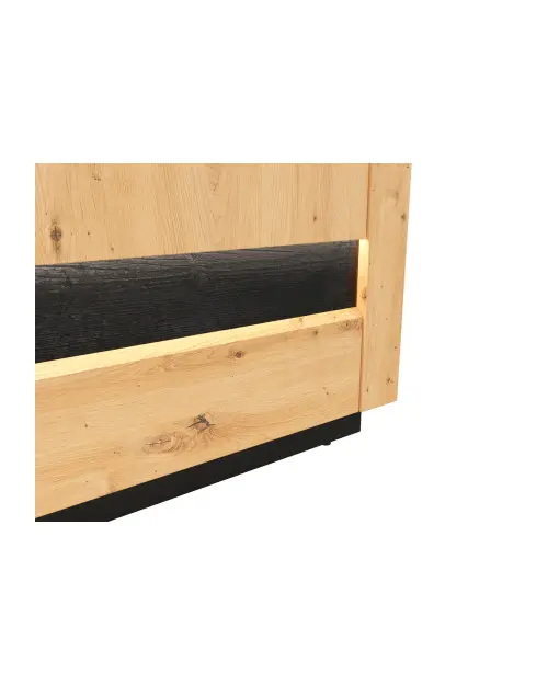 Cómoda Ostia 161 cm con puertas y 4 cajones roble artisan/roble negro