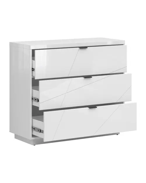 Cómoda Forn 106 cm con 3 cajones blanco brillo