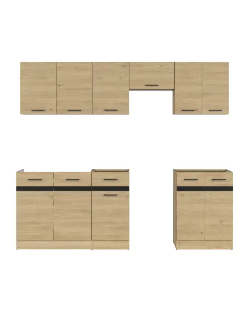 Conjunto de cocina Junona Line 230 cm roble bernstein sin encimera