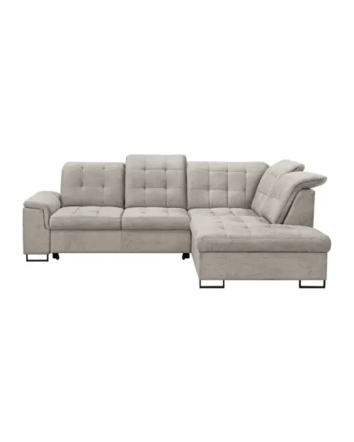 Right-hand corner sofa bed Aragon with adjustable headrest and seat beige