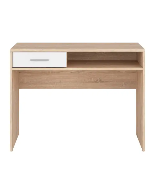 Escritorio Nepo Plus 100 cm con cajón y estante roble sonoma/blanco