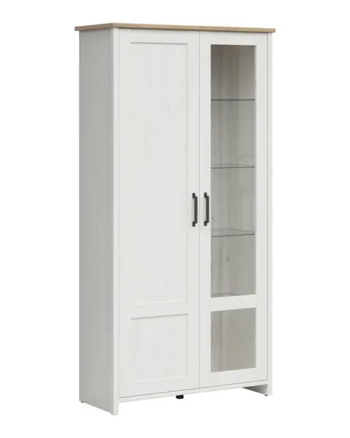 Vitrina Loksa 102 cm con 2 puertas pino andersen blanco