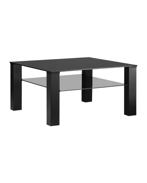 Mesa cuadrada de cristal Romina negro-gris