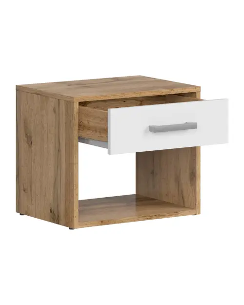 Mesita de noche Matos 45 cm con cajón roble wotan/blanco