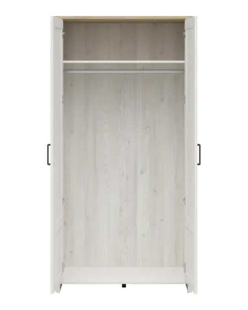 Armario de dos puertas Loksa 101 cm pino andersen blanco/roble grandson