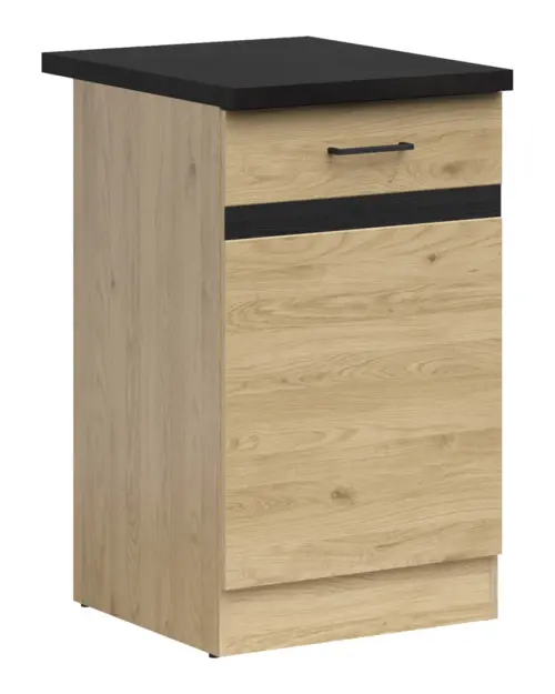 Armario bajo de cocina Junona Line 50 cm derecho roble bernstein con encimera