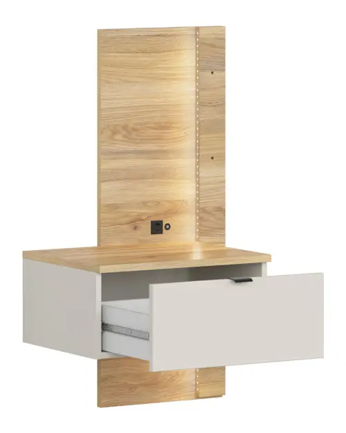 Mesita de noche Glamour 50 izquierda con cajón cachemira/roble mauvella USB LED