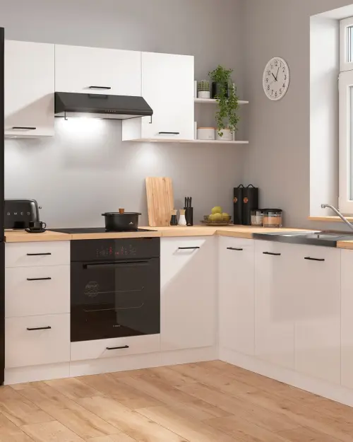 Conjunto de cocina de esquina Junona Line 200x220 brillo tiza sin encimera