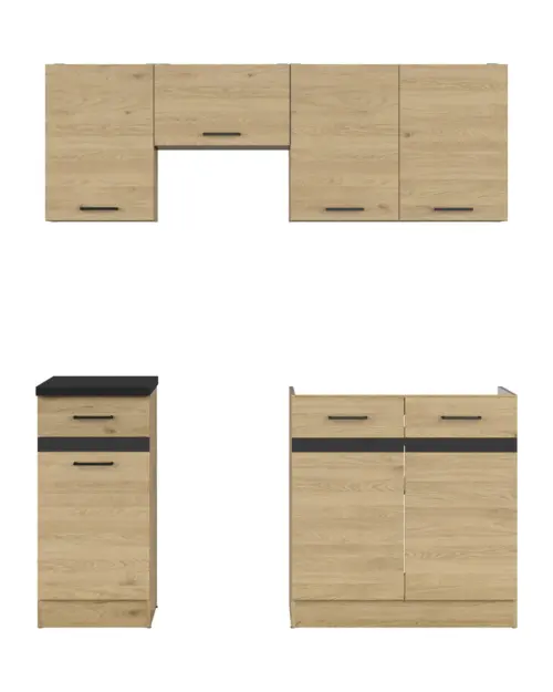 Conjunto de cocina Junona Line 170 cm roble bernstein con encimera