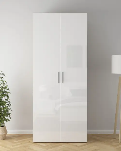 Two-door wardrobe Flex 100 cm white gloss