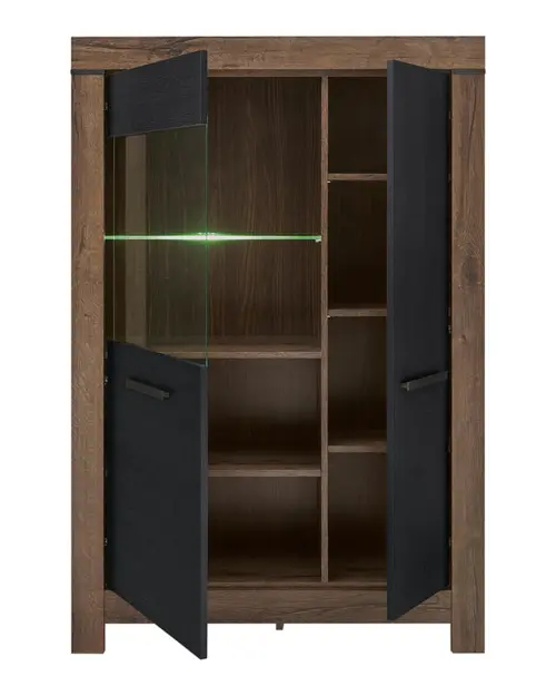 Vitrina Balin 101 cm con 2 puertas roble monastery/roble negro