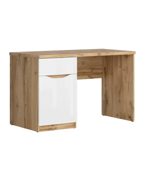 Escritorio Nuis 120 cm con puertas y cajón roble wotan/blanco