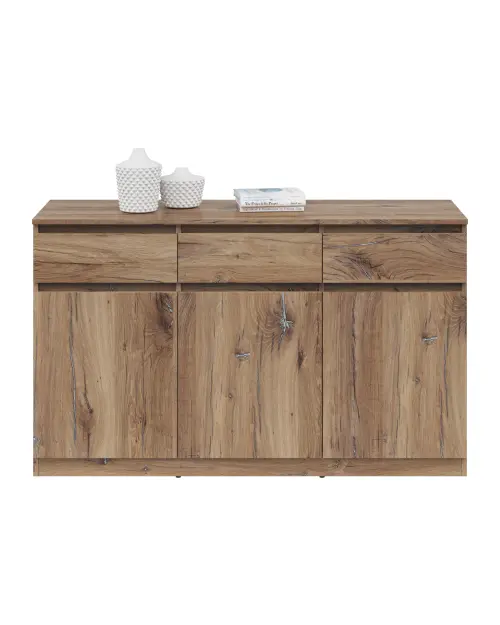 Cómoda Saturn 135 cm con 3 puertas y 3 cajones roble flagstaff oscuro