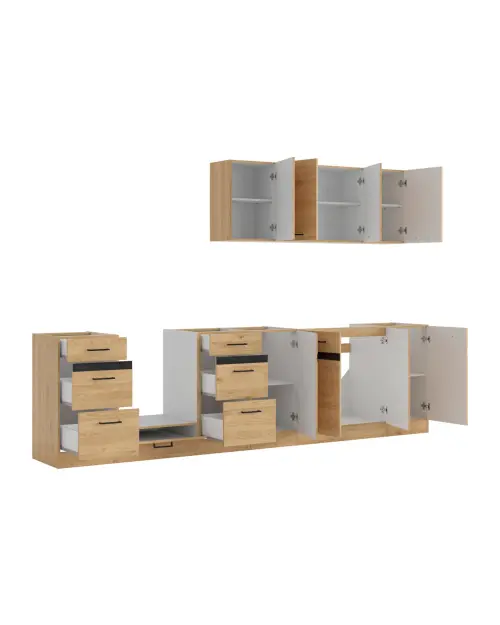 Conjunto de cocina Junona Line 300 cm roble bernstein
