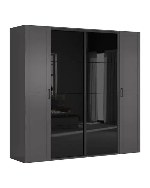 Armario modular Flex 250 cm corredero grafito/negro brillo