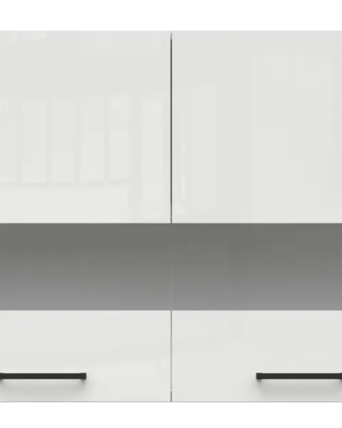 Armario de cocina superior Junona Line 80 cm de dos puertas con vitrina brillo tiza