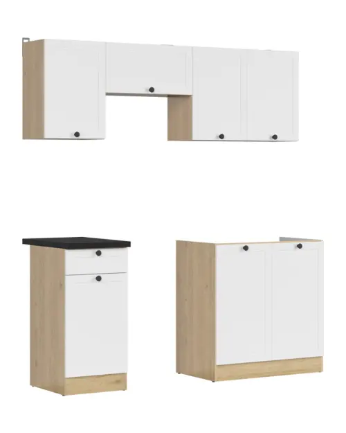 Conjunto de cocina Junona Line 180 cm blanco con encimera