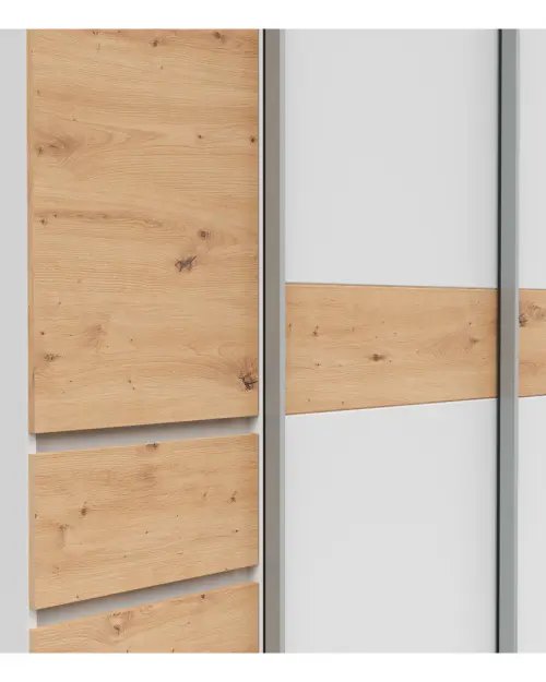 Sliding wardrobe Fabio 215 cm with drawers artisan oak/white