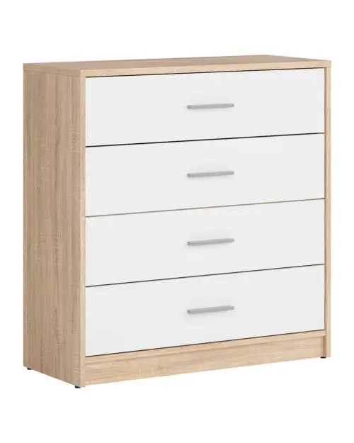 Cómoda Nepo Plus 80 cm con 4 cajones roble sonoma/blanco