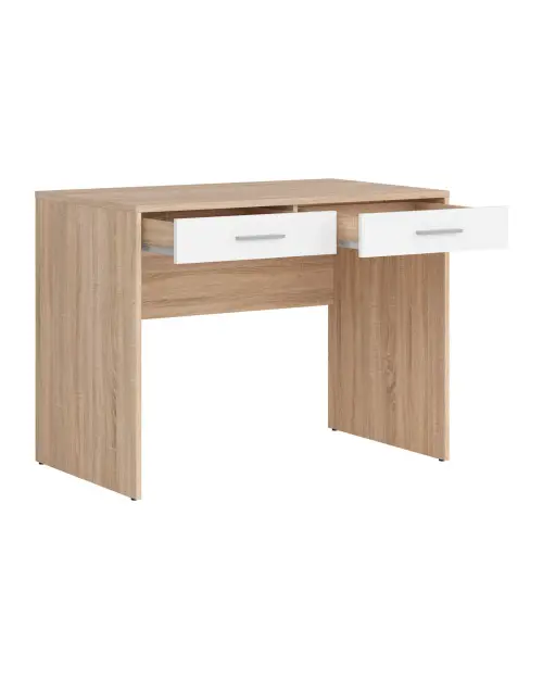 Escritorio Nepo Plus 100 cm con 2 cajones roble sonoma/blanco