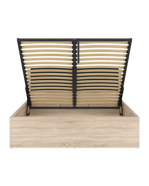 Cama Tetrix 160x200 con somier y contenedor roble sonoma