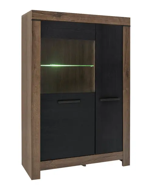 Vitrina Balin 101 cm con 2 puertas roble monastery/roble negro