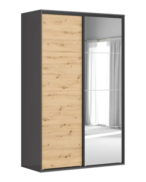 Sliding wardrobe Flex 150 cm with mirror graphite/artisan oak